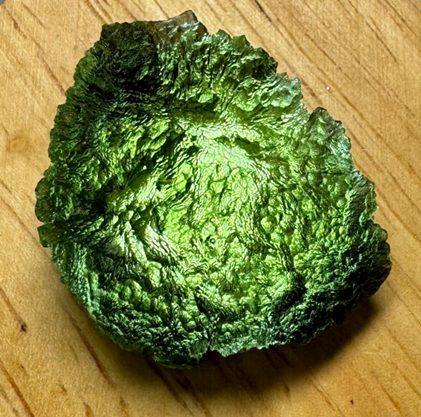 Raw green moldavite stone