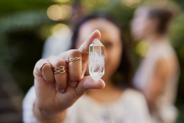 a clear quartz crystal